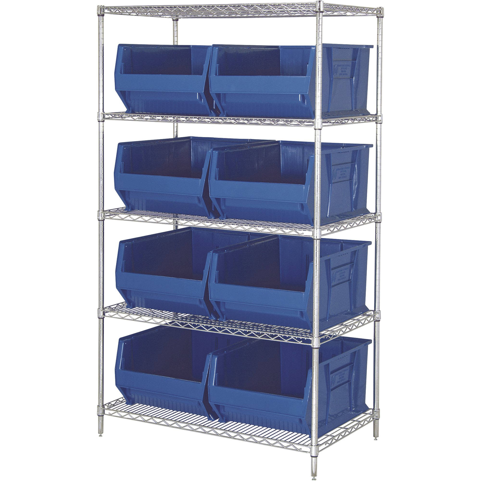 Quantum Storage Complete Single Side Wire Shelving Unit with 55 Bins